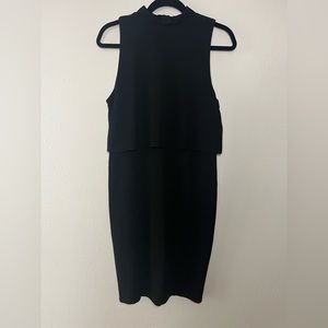 Simple ribbed sleeveless black dress